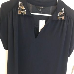 Banana Republic mixed fabric top